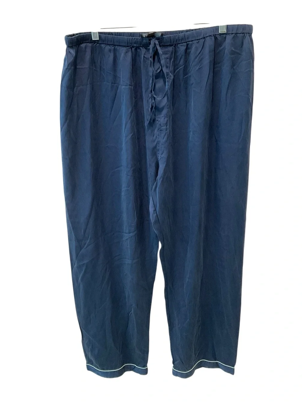 100% Mulberry Silk Pajama Pants XXXL Navy Blue Luxury Sleepwear Lounge Pockets